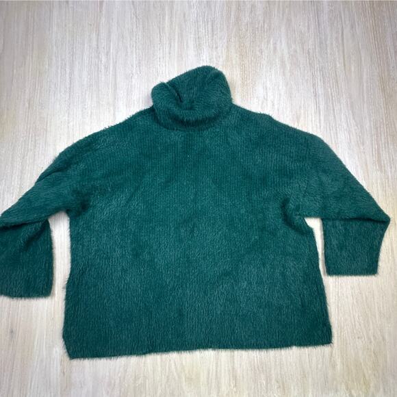 ASOS Dark Green Design High Neck Fluffy Eyelash Yarn Knit Pullover Sweater 12 - Picture 7 of 15
